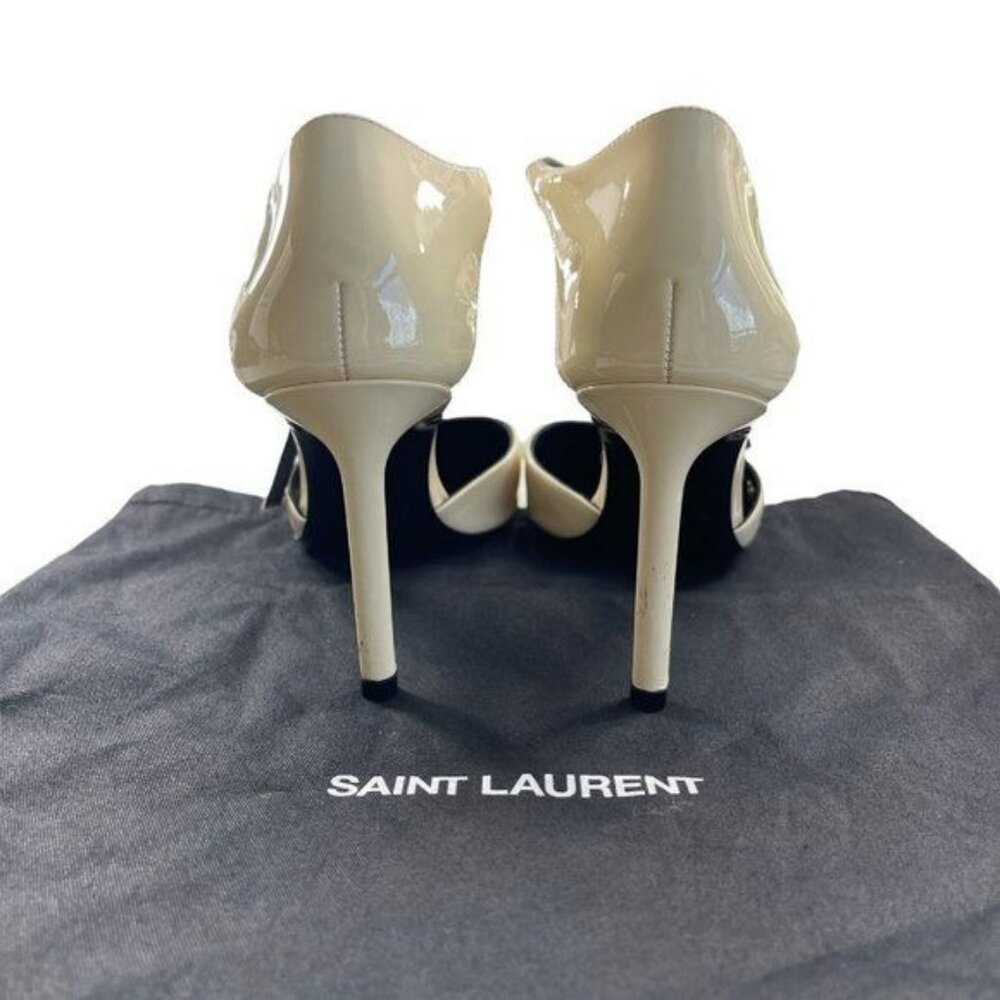 Saint Laurent Pumps Patent Anja 85 Ankle Strap Pointed 37 Coquille - Picture 5 of 8